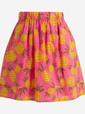 New XXS J.Crew Factory Pineapple printed mini cotton skirt in pink